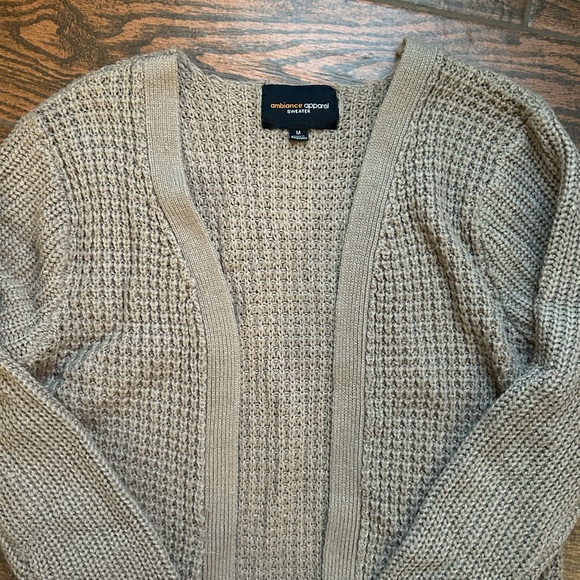 Cozy Knit Tan Cardigan with Pockets medium - Picture 2 of 4
